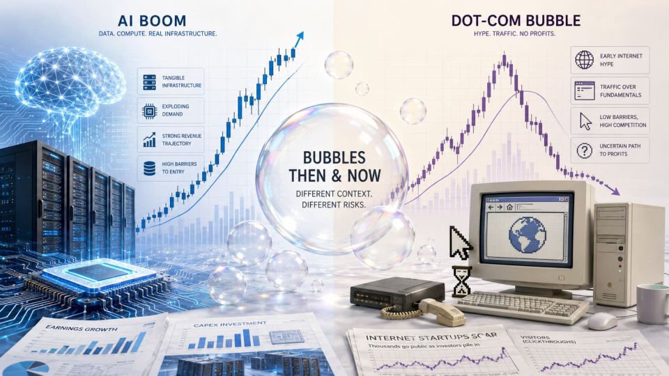 Differenze tra la bolla AI e la bolla dot com