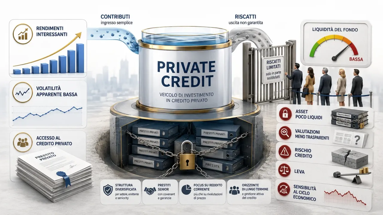Private Credit, come funziona e rischio liquidità