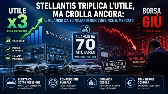 Risultati Stellantis, utile su ma borsa giù