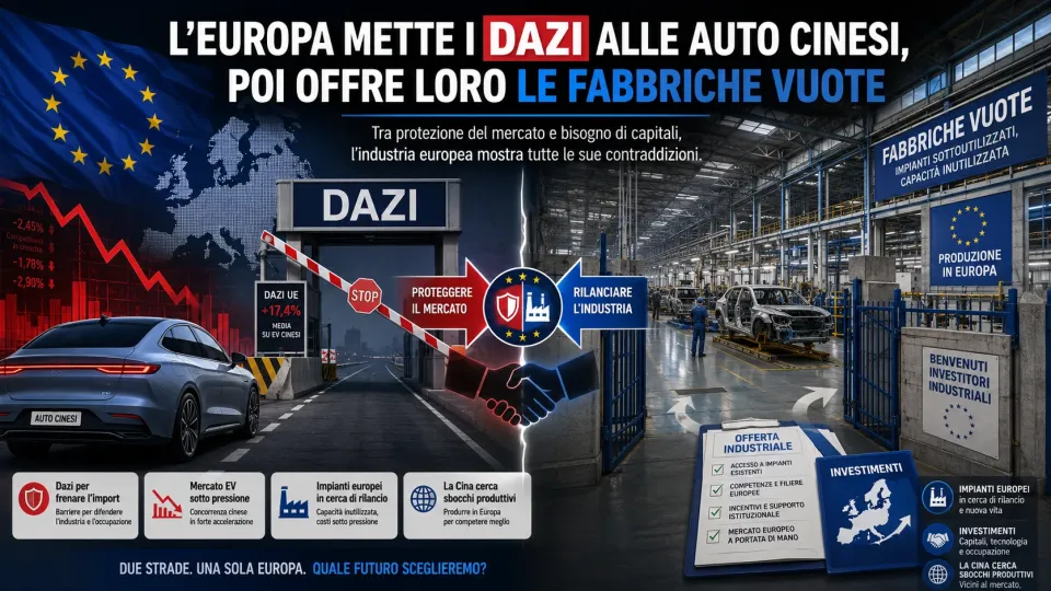 Dazi europei sulle auto cinesi e vendita stabilimenti